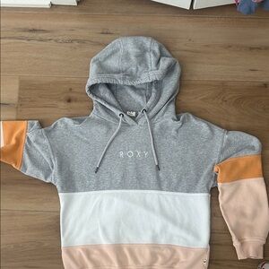 Roxy Tri-Tone Hoodie XS Gray, Peach, and White